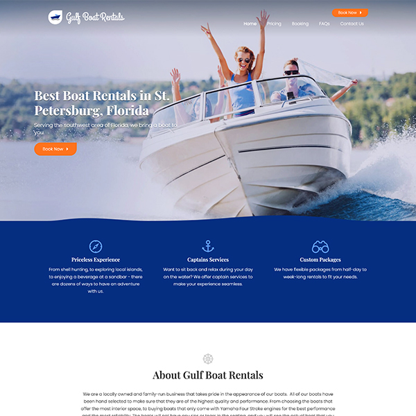 Gulf Boat Rentals website screenshot