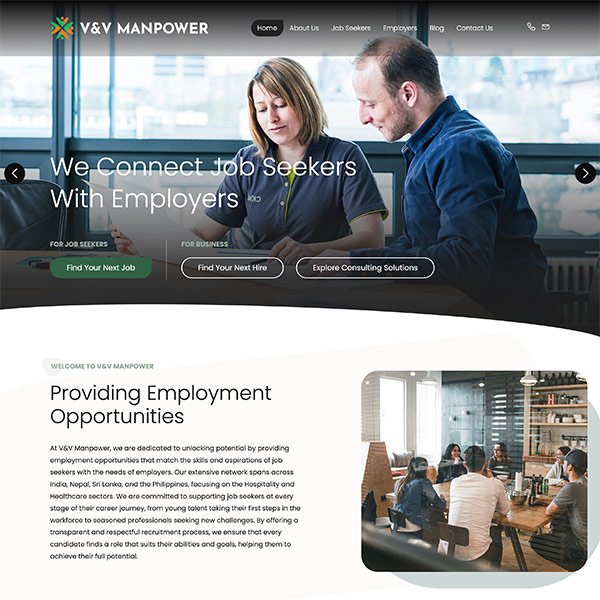 V&V Manpower Website Screenshot