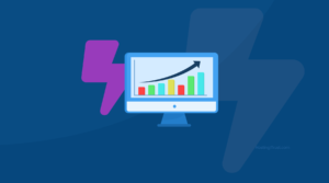 a soaring graph with lightening bolt images in the background.